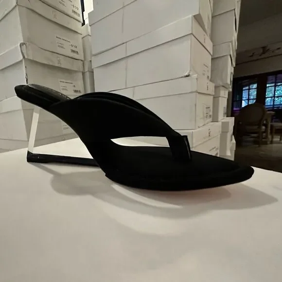 NEW GOOD AMERICAN Wedge Sandal In Black Neoprene GA007N-E - Picture 6 of 8